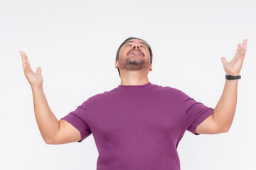 a man in a purple shirt